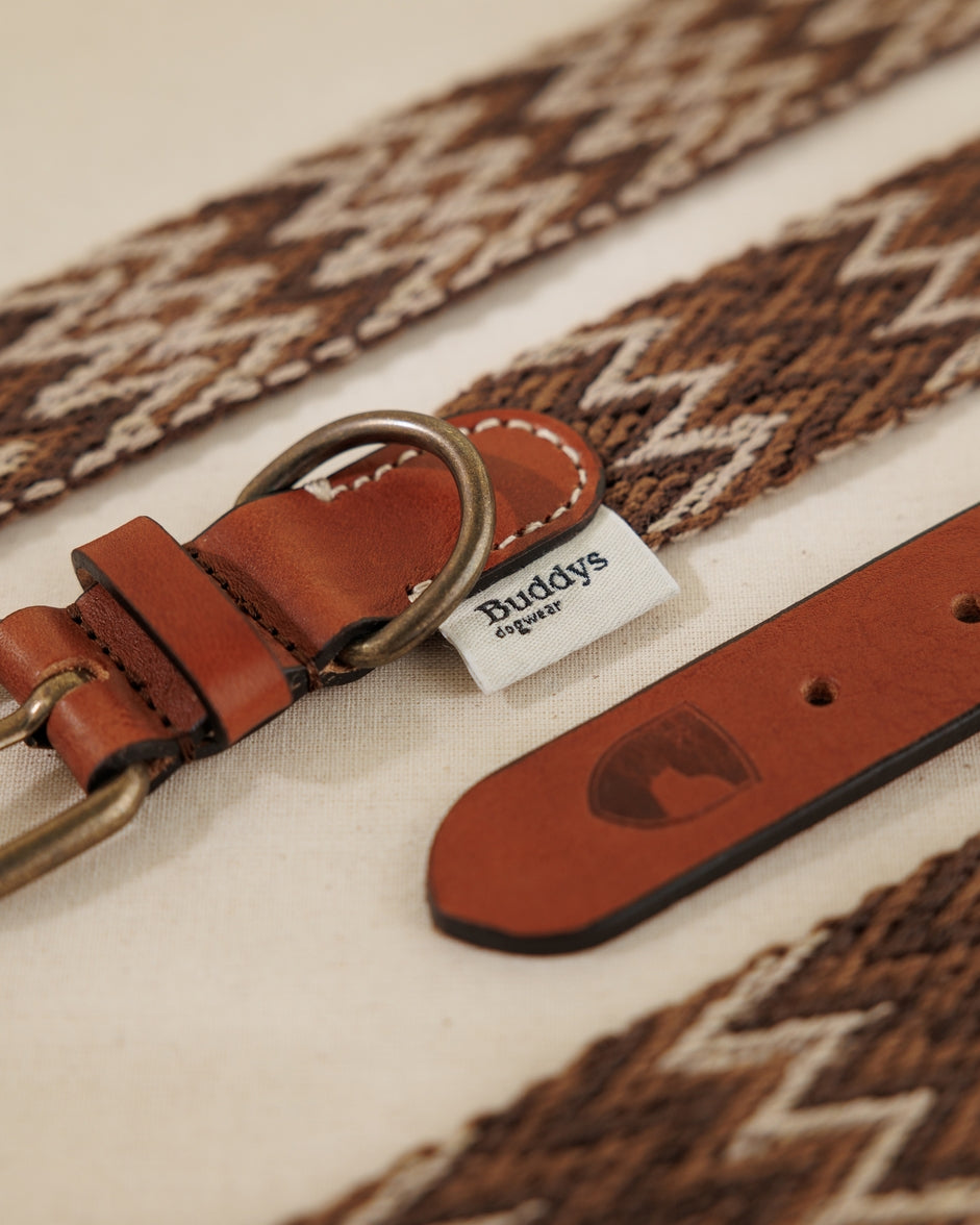 Stylish eco collar made from 100% natural cotton and leather