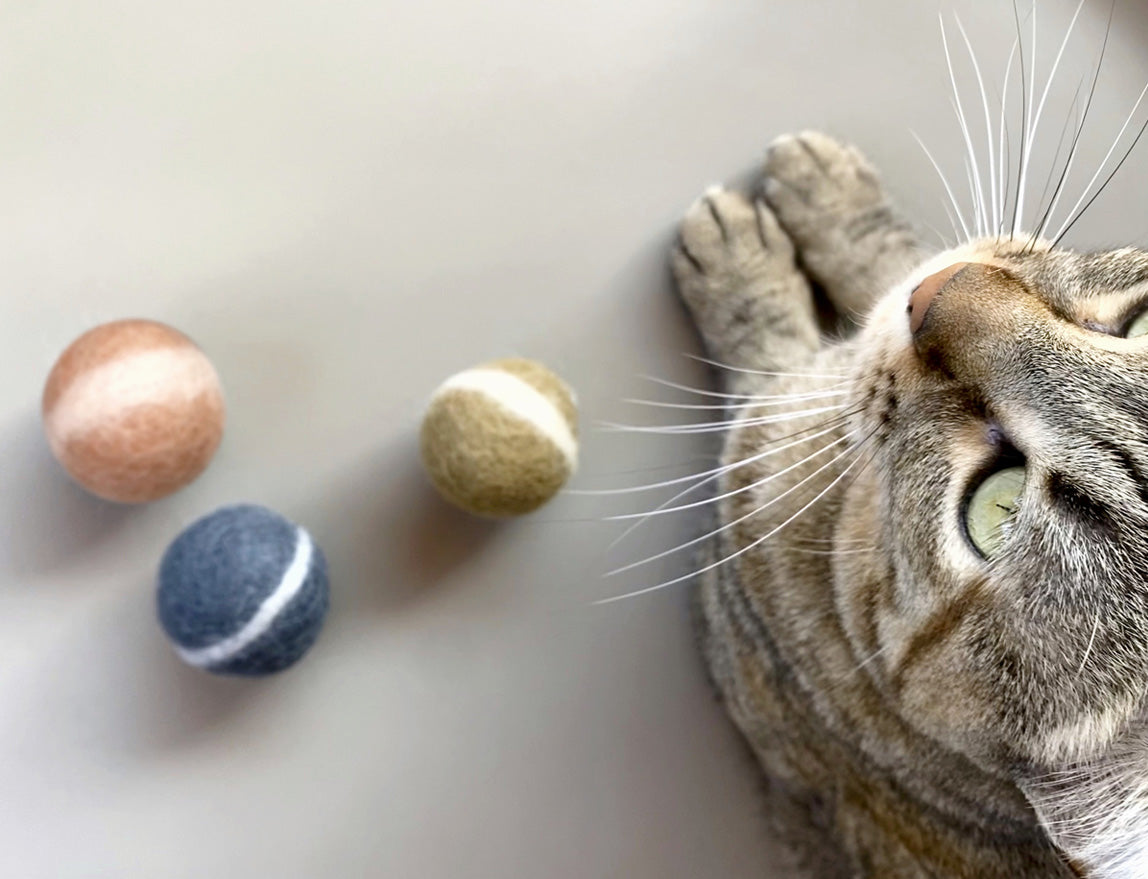 Soft and lightweight felt balls for safe pet play