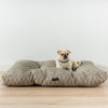 Geometric dark cotton dog bed with orthopedic support