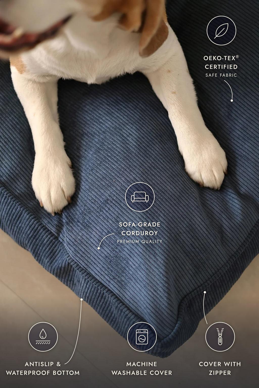 Corduroy Rectangular Dog Pillow Bed CORY by FOFFINY