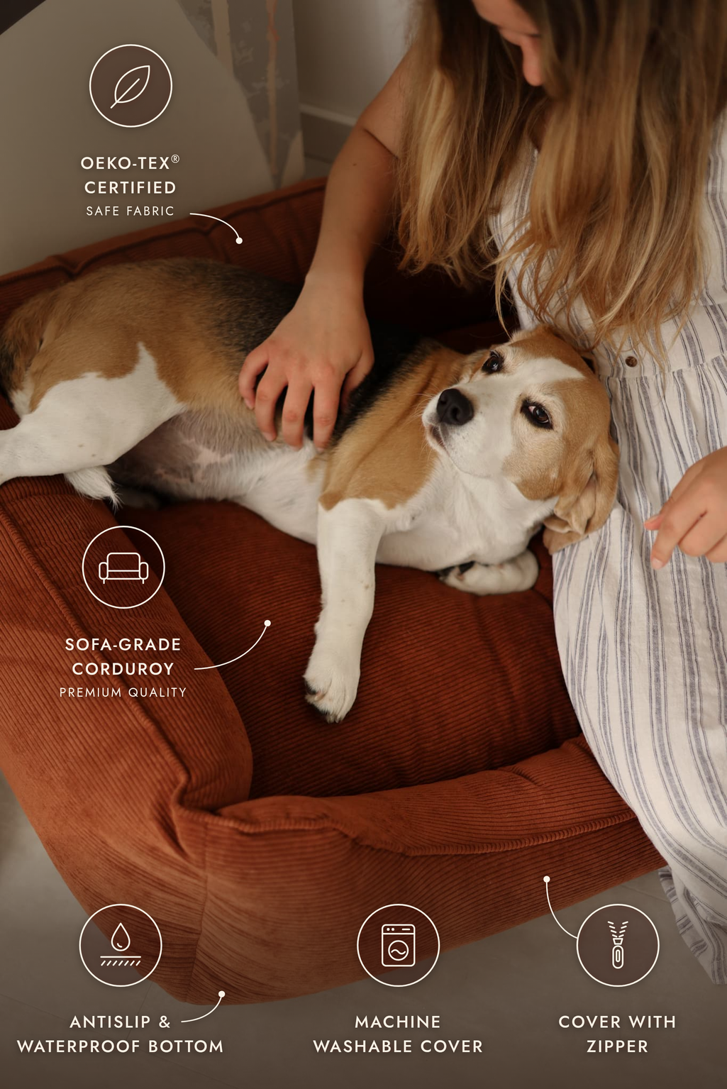 Bolster dog bed CORY by FOFFINY