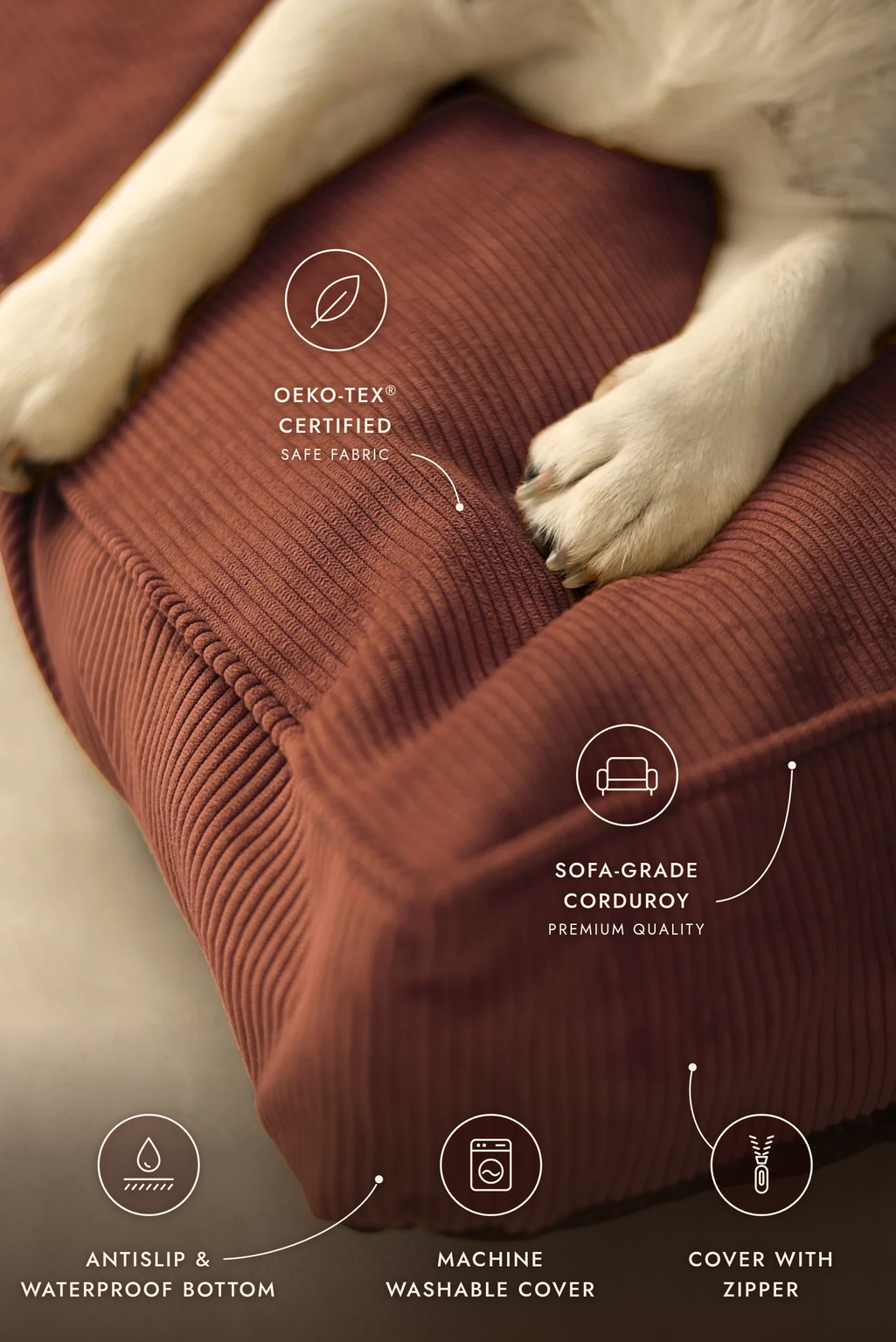 CORY Stylish Corduroy Dog Mattress — Dog Cushions Collection