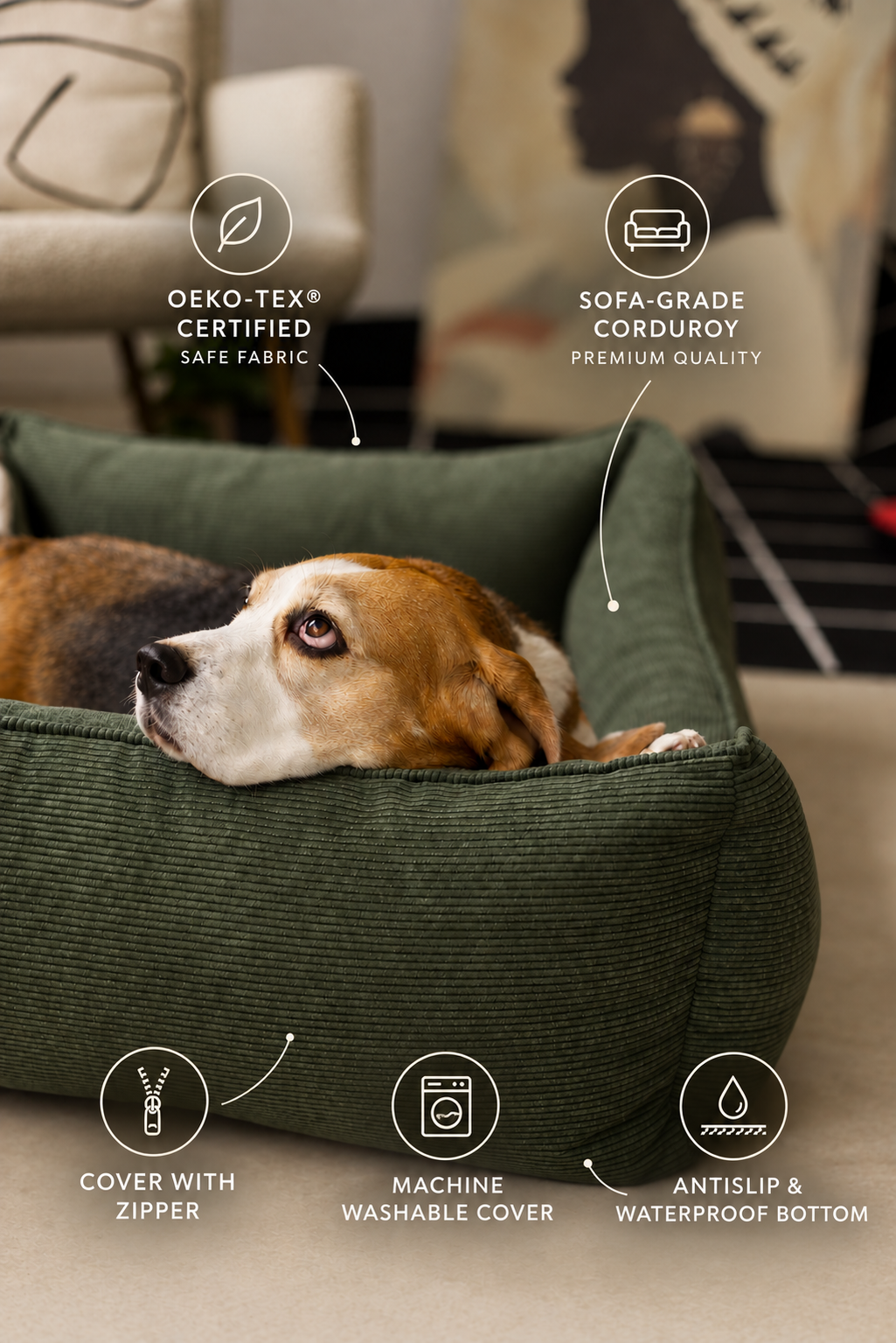 Washable dog bed CORY by FOFFINY