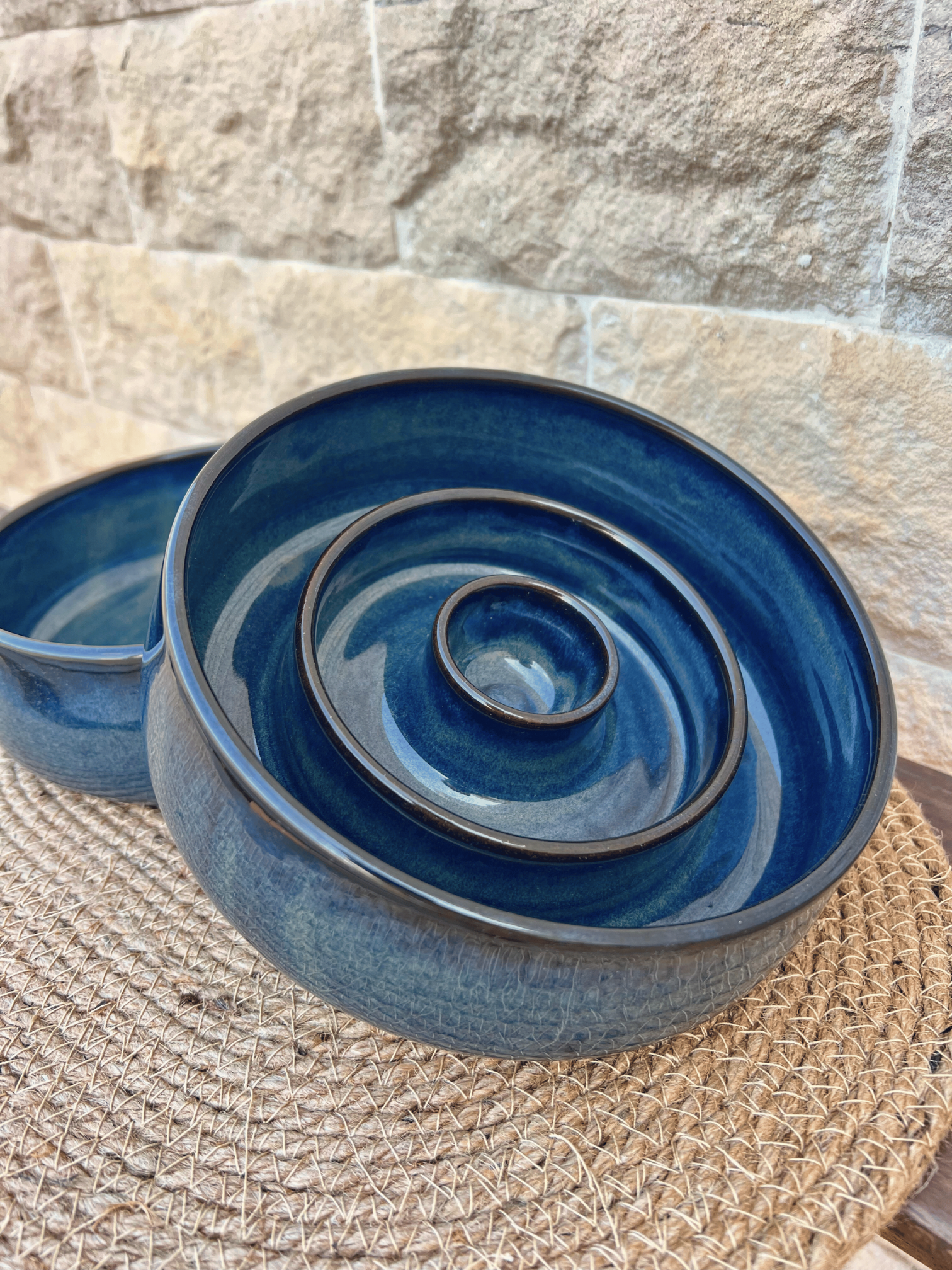 Cosmic blue pet feeding bowl Portugal handmade